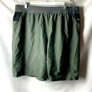 SPYDER ACTIVE MENS SHORTS SIZE XL GRAY BLACK‎ ELASTIC WAIST POCKET POLY SPANDEX